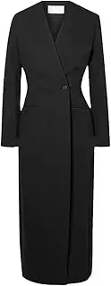 [Zadaos] Women's Long Blazer Long Sleeve Single Buttons Overknee V-Neck Solid Color Jacket