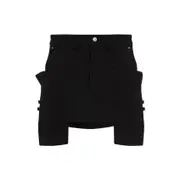[Rick Owens] Rick Owens-Black Stefan Wool Mini Skirt-Donna 40 IT
