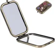 FOMIYES Butterfly Makeup Mirror Portable Makeup Mirror LED Vanity Mirror Tabletop Retro Garden Wall Mirror Vintage Compact Mirror Small Mirror Mini Vanity Desk Mirror Metal Green