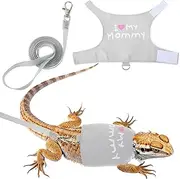 Bearded Dragon Harness and Leash Set, Cute Lizard Reptile Adjustable Harness Clothes with Short Leash for Walking Outdoor