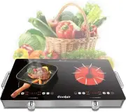 Cooksir Electric Radiant Cooktop 2 Burner Portable Stove Top Knob Control 110V