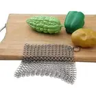 Steel Cast Iron Pot Cleaner Chain Mail Scrubber Cookware Kitchen AU
