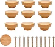 Drawer Knobs Wood Round Cabinet Knobs and Handles Small Wood Drawer Pulls, 10Pcs Flat Top Round Wood Drawer Pulls, Cabinet Furniture Drawer Knobs Round Wood Drawer Handles Drawer Pulls Cabinet Knobs
