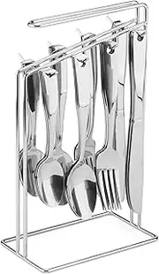 International Silver Piccadilly 24 Piece Stainless Steel Flatware Set with Wire Caddy, Service for 6