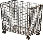 Rolling Laundry Basket Cart with Metal Mesh for Storage in Kids Room on 360 Swivel Casters, Size M