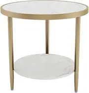 Exquisite Bedside Cabinets 2-Tier Marble Coffee Table, Multifunction Round Side Table Indoor Apartment Living Room Sofa Table Hotel Bedside Table Basket Table (Color : #10, Size : 50 * 50 * 58CM)