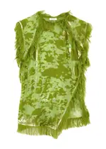 Acne Studios Devoré Fringe-trimmed Mesh top - Green - 40 (UK 12 / M) 40 (UK 12 / M)