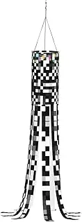 Halloween Garden Black White Formula Checkered Pattern Windsock Lights Halloween Lighted Windsock for Patio Yard Pathway Party Decor