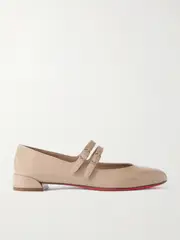 [Christian Louboutin] Christian Louboutin - Sweet Jane Patent-leather Flats - Beige - IT42 IT 42 Neutrals