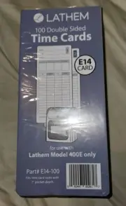 LZB E14100 3 in. x 7 in. 2 Sides Time Clock Cards for Lathem Time 400E New