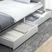 Set of Two Space Saving Bed Frame Storage Drawers | Wheel Slider Timber Trund...