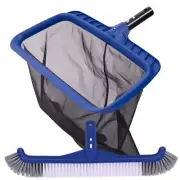 Fine Mesh Pool Net & Brush Head Combo - Sturdy Skimmer with 17.5" Professiona...