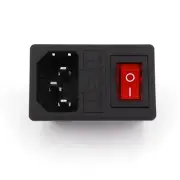 10Pcs IEC320 C14 AC 250V/10A Power Socket With 3-Pin Red Light Switch 1.5Type