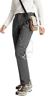 tectop Women's Fleece Lined Waterproof Hiking Insulated Softshell Pants Slim with Pockets Outdoor