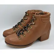 BOC Born Concept Womens Size 8.5 Alder Brown Lace Up Block Heel Booties Boots
