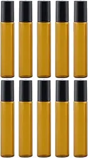 Baluue 10pcs Essential Oil Roller Bottles Refillable Glass Perfume Bottles with Lid Travel Friendly Leak Design Durable Balls for Safe Storage
