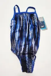 Speedo Girls Deep Within flyback Endurance+ Swimsuit Blue 8191616 Sz 6/22- NWT