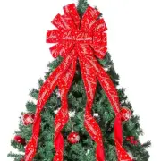 Christmas Tree Topper Christmas Wreath Bow, 52 * 13 inches Tree Toppers Bow Red