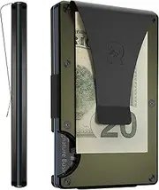 [The Ridge] Wallet for Men, Slim Wallet for Men - Thin as a Rail, Minimalist Aesthetics, Holds up to 12 Cards, RFID Safe, Aluminum Wallet with Money Clip (Matte Olive)