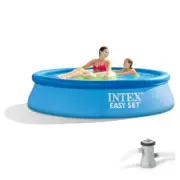8 Foot INTEX Inflatable Easy Set Portable Swimming Pool Above Ground Filter Pump