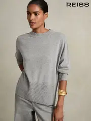 Reiss Grey Faye Geometric Colour-Block Jumper With Wool And Cashmere (AD0119) | $195