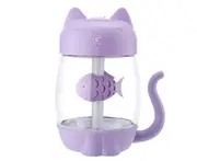 3 In 1 Fan Night Light USB Air Humidifier Home Mute Cute Pet Humidifier Suitable for Office Bedroom-Purple