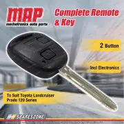MAP Complete 2 Button Remote Shell & Key for Toyota Landcruiser Prado 120 Series