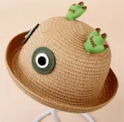 Handmade Cute Frog-Themed Straw Hat for Kids- Fun Cartoon Bucket Sun Hat w/ Eyes