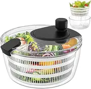 HHWRT Salad Washer, 2-in-1 Vegetable and Fruit Washer with Spinner, Hand Crank Fruit and Vegetable Dehydrator, Multi-use Vegetable Dryer, Salad Mixer for Greens, Herbs, Berries, Fruits
