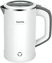 Electric Kettle Tea Water Kettle Stainless Steel 304, Fast Boiling with Hot Water, Portable Kettle, Double Wall with Boil-Dry Protection, Automatic Shut-Off, 800ml Capacity, White