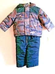 Boys 2 Piece Snowsuit Size 12 Mths Carters Green Camo New