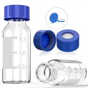 2mL Autosampler Vials&Pre-Slit Screw Caps,HPLC Vials,9-425 Clear Glass Blue PTFE
