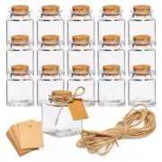 15 Pack Small Glass Bottles with Cork 17oz 50ml Mini Jars with Twine and Tags