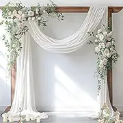 Mixsuperstore 2 Panels Ivory Chiffon Wedding Arch Drapes 6 Yards Solid Wedding Arch Curtains for Backdrop Curtain Decorations