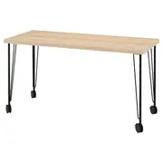 LAGKAPTEN / KRILLE desk, white stained oak effect black, 140x60 cm