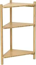 Crocio Bamboo Corner Rack, 3 Tiers, Natural Storage Shelves, Open Rack