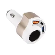 QC3.0 USB Type C Fast Charging Car Charger For iPhone 11 Pro Huawei P30 Mate 30 Xiaomi 9 Pro S10+ Note10 WHITEGOLD COLOR