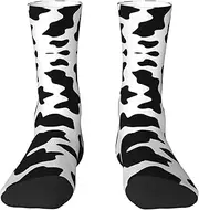 [JEJEA] Black and White Cow print Socks For Men and Women Men's Moisture Control Crew Socks Gifts For Golf, Hunting, Camping