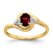 Solid 14k Yellow Gold Simulated Garnet and CZ Ring
