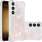 [COTDINFOR] Compatible with Samsung Galaxy S24 Liquid Case Glitter Cute Clear Phone Case Shiny Floating Quicksand Shockproof Protective Soft TPU Girly Women Case for Samsung Galaxy S24 Star Pink YB