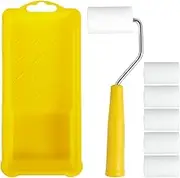 Mini Foam Paint Roller Painting Decorating Kit,6Pcs Mini Paint Roller Kit,Mini Foam Paint Roller Painting Decorating Set,Small Paint Roller with Tray,Small Paint Roller Tray Set for Wall Mural Repair