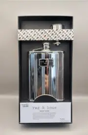 NEW 2012 Target Neiman Marcus Rag & Bone New York Flask & Funnel Box Set Silver