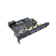 PCI-E USB3.0 2 Type-A Expansion Card 3 Type-C Adapter 19Pin For Windows 7/8/10 h