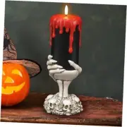 Black Flameless Flickering Candle with Timer, Blood Dripping B- Skeleton Hand