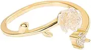 [IMINI] Dainty Rose Flower Sterling Silver Ring for Women Girls CZ Diamond Open Statement Rings Promise Engagement Ring Wedding Band Toe Bands Chic Birthday Jewelry Gifts Daughter BFF