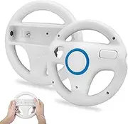 TechKen Racing Steering Wheel for Wii Remote Control Compatible with Wii Kart, Racing Wheel for Wii Controller, Plastic Game Steering Wheel for Wii Racing Games, Pack of 2