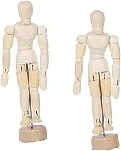 ARTIBETTER 2Pcs Movable Joint Puppets Wood Ornament Flexible Wooden Models for Sketching and Drawing Hardwood Desktop Crafts for Artists and Students