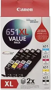 Canon Genuine CLI-651XL 4-Ink Value Pack for PIXMA IP7260, MG5460, MG6360, MX726, MX926, MG5560, MG6460, MG7160, IP8760, IX6860, MG6660, MG5660, MG7560