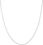 [JewelryWeb] 14k White Gold 0.85mm Light Weight Rope Chain Necklace Lobster Claw Closure Chain-Necklace for Women and Men