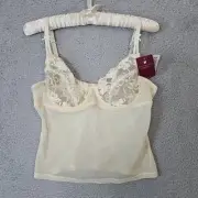 NEW NWT Donna Loren Off White Cami Camisole bra Top Mesh Sheer Size L
